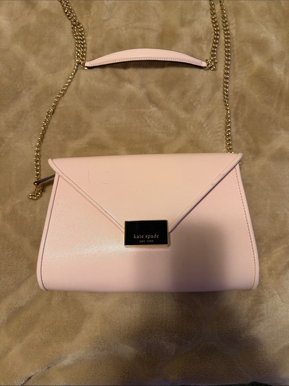 kate spade Pale Pink Leather Chain Crossbody Bag with Gold Hardware